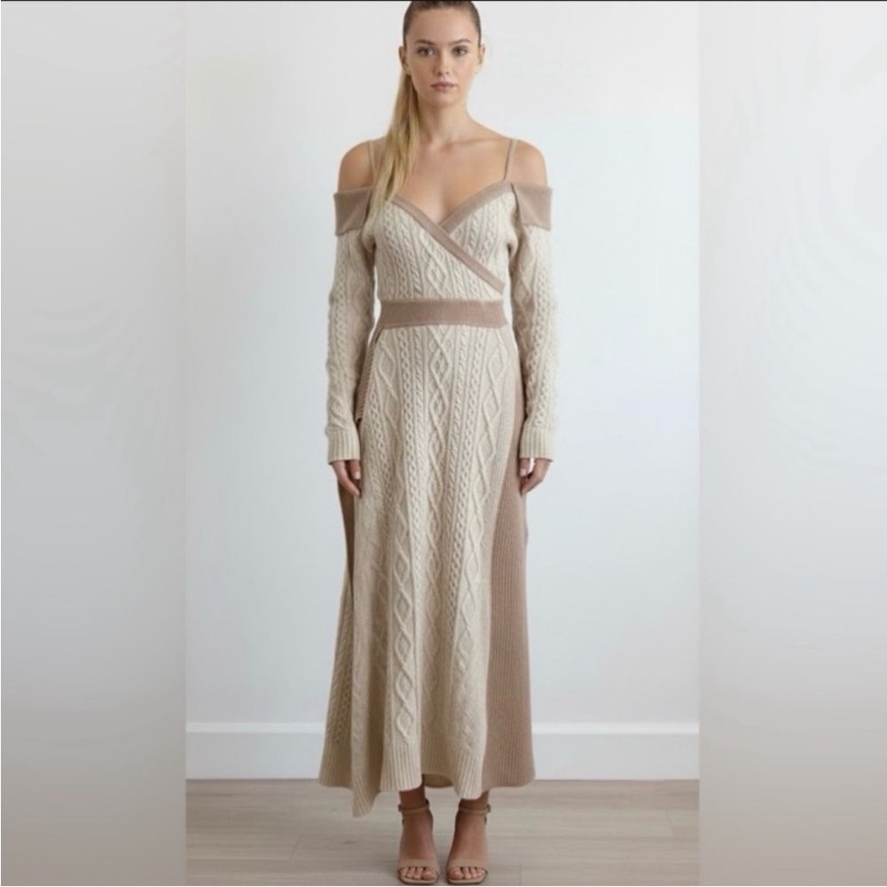 RARE JONATHAN SIMKHAI LUXURIOUS OFF SHOULDER SWEATER LONG DRESS